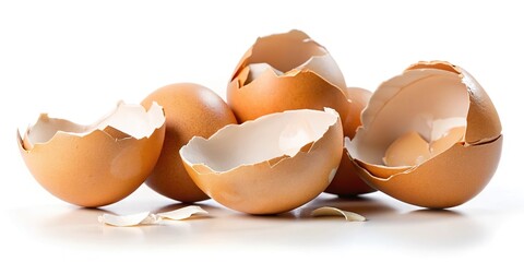Egg shells broken isolated on white background