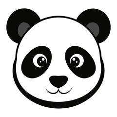 A cute panda head black silhouette For Logo Design Isolated on Transparent background