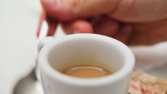Italian Coffee Spoon At A Bar Table In Taormina