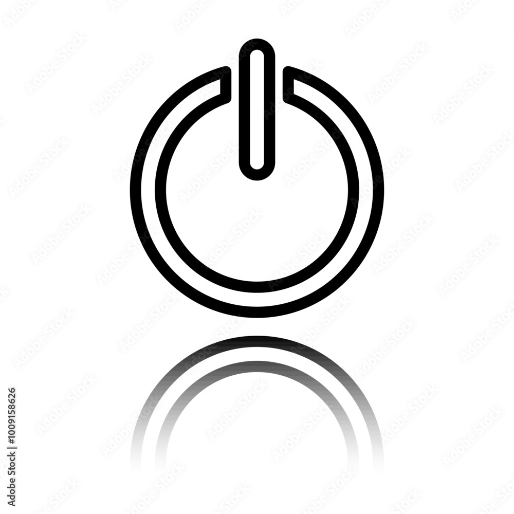 Poster shut down simple icon vector. flat design. black icon with mirror reflection. white background