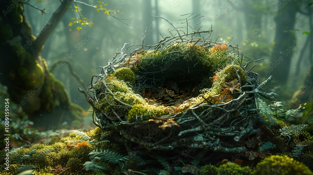 Poster Enchanted Forest Nest: A Mystical Nature Photography