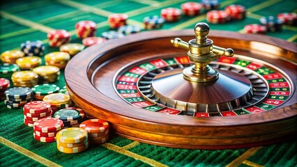 Colorful Roulette Board Game with Chips and Ball on a Green Felt Surface Ready for Play and Fun