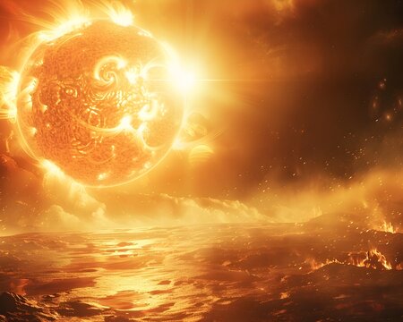 Cosmic Furnace Sun as a Fiery Celestial Forge Transforming Elements