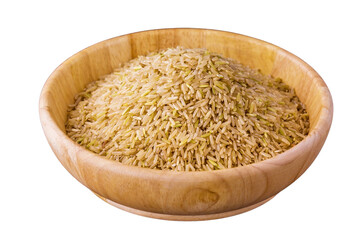 brown rice in a bowl isolated to PNG file