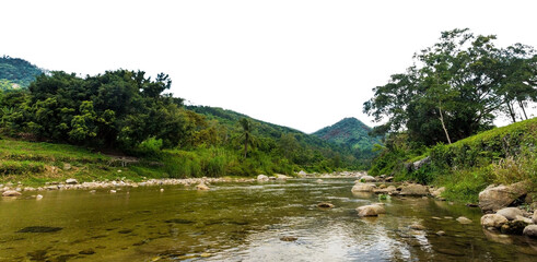 river in the mountains isolated background