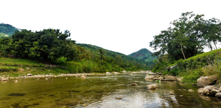 river in the mountains isolated background