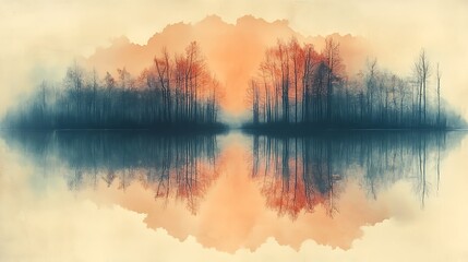 Fototapeta premium 41. A forest merging with the sky in a double exposure of abstract effects, the soft transitions between natural elements forming a serene and surreal beauty of landscape and form 