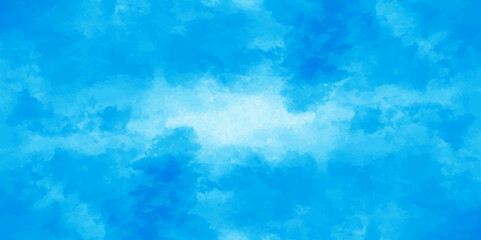 Abstract watercolor background with blue and white ink . Aquarelle painted light sky blue shades frame illustration. creative wet ink effect turquoise color watercolor background.
