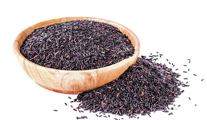 black rice in a wooden bowl
