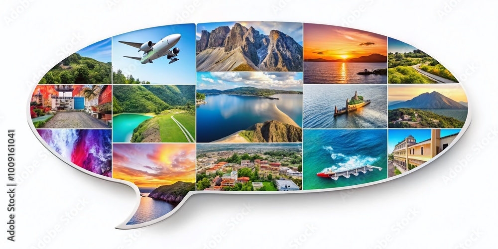 Poster colorful speech bubble with a letter inside, symbolizing communication and messaging concepts