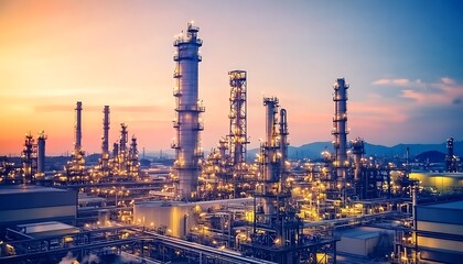 Fototapeta premium Industrial Complex at Sunset