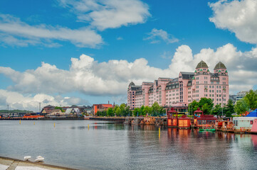 Naklejka premium Oslo, the capital of Norway, is located on the southern coast of the country at the head of the Oslo Fjord, Norway