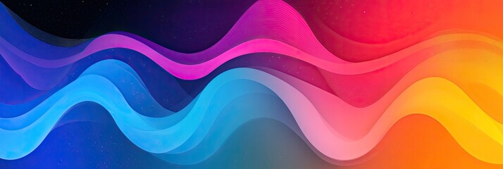 A gradient rainbow wave pattern, with flowing curves and vivid color transitions