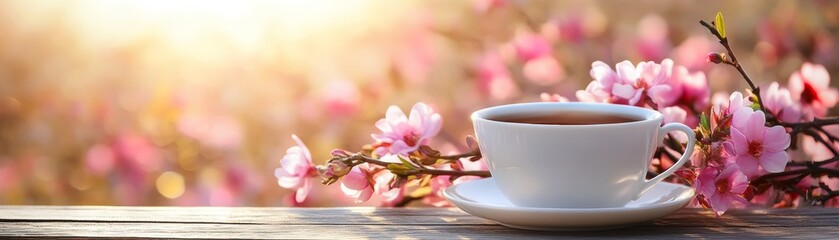 Spring Tea Break in a Blooming Orchard
