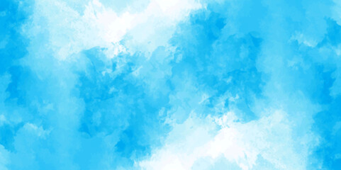 Abstract watercolor background with blue and white ink . Aquarelle painted light sky blue shades frame illustration. creative wet ink effect turquoise color watercolor background.