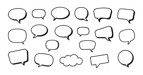 Fototapeta premium Collection of Blank Speech Bubbles, Different unique Shapes for Comics on white background