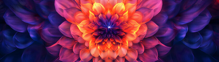 Obraz premium Abstract Flower with Vibrant Colors on a Black Background