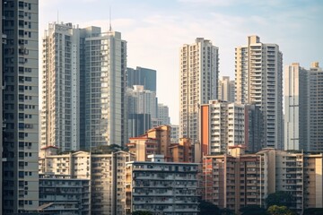 Obraz premium Asian city architecture condominium skyscraper.