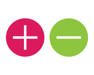 Fototapeta premium Green and red round plus minus icon vector illustration design on white background.