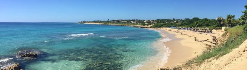 Tropical Beach Coastline with Crystal Clear Water and Sandy Shore