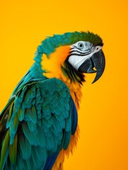 Obraz premium Exotic Bird with Blue and Yellow Feathers