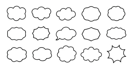 Fototapeta premium Collection of Blank Speech Bubbles, Different unique Shapes for Comics on white background