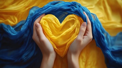 Blue and Yellow Fabric Heart Symbol