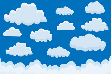 Cartoon Clouds on a Blue Sky Background