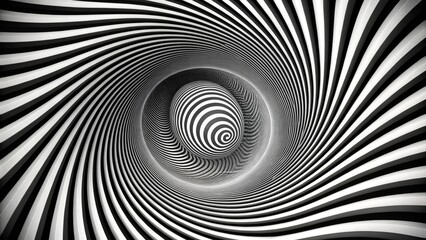 Monochrome Spiral Optical Illusion: Infinite Tunnel Effect