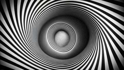Naklejka premium Monochrome Spiral Optical Illusion: Infinite Tunnel Effect