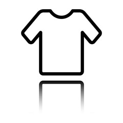 T-shirt simple icon vector. Flat design. Black icon with mirror reflection. White background