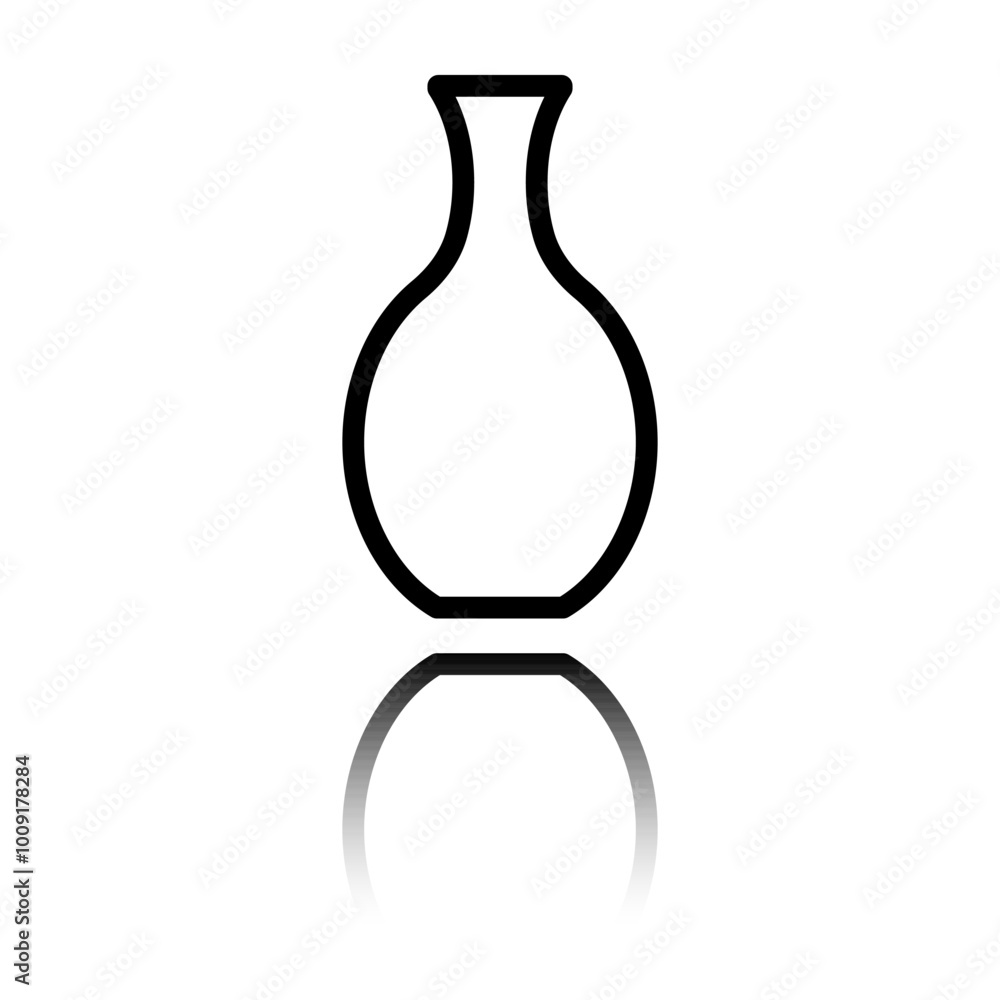 Poster vase simple icon vector. flat design. black icon with mirror reflection. white background