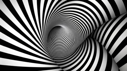 Monochrome Spiral Optical Illusion: Infinite Tunnel Effect