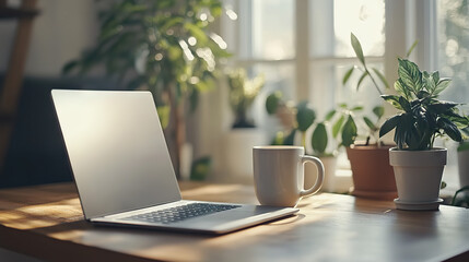 laptop and cup of coffee