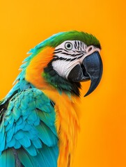 Fototapeta premium Vibrant Parrot Feather Colors in Closeup View