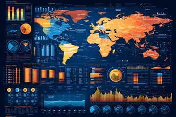 Global data visualization dashboard showcasing statistics and trends