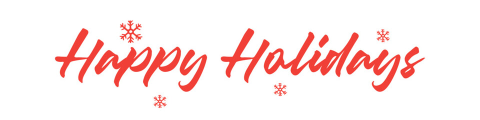 HAPPY HOLIDAYS vector brush calligraphy banner with snowflakes