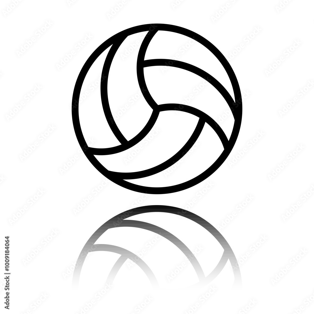 Poster volleyball simple icon vector. flat design. black icon with mirror reflection. white background
