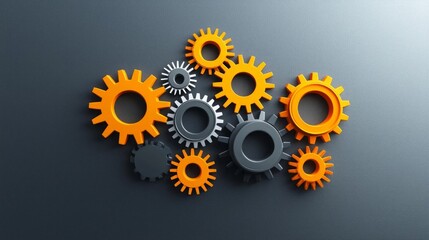 Colorful gears on a dark background