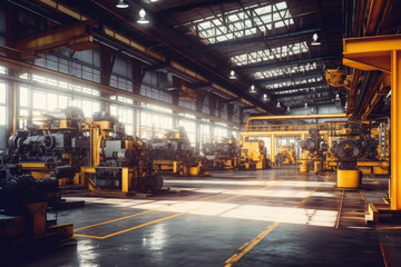 Industrial factory interior with machinery and equipment