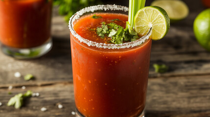 A vibrant Bloody Mary in a tall glass