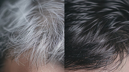 Comparison between hair at a young age and at an old age