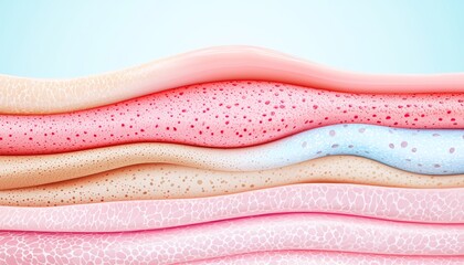 A 3D illustration of the different layers of skin, with the epidermis acting as a barrier, the dermis providing elasticity, and the hypodermis insulating the body.