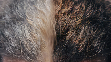 Fototapeta premium Comparison between hair at a young age and at an old age