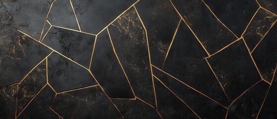 Craft a wallpaper with a minimalist black background and thin golden lines forming geometric shapes, perfect for a modern, sleek look.