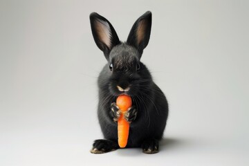 Obraz premium Rabbit holding carrot animal rodent mammal.
