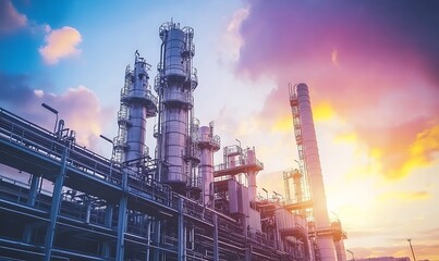 Industrial Complex at Sunset