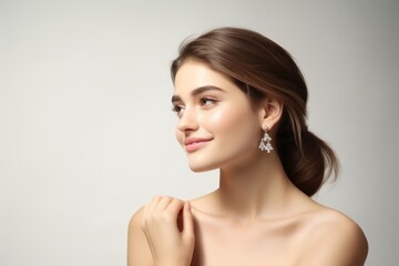Fototapeta premium Earrings silver portrait adult photo.