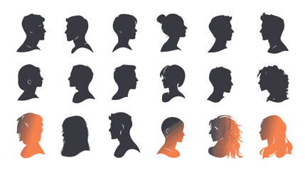 User icon vector set Profile and people silhouette collection