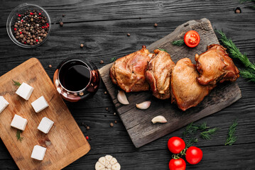 Smoked Chicken Thigh with Garlic and Wine